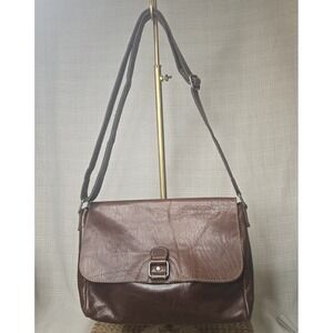 EUC Jack Georges Voyager Brown Leather Cross Body Shoulder Messenger Bag Purse